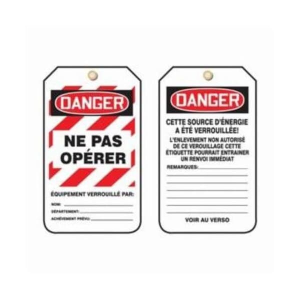 Accuform French Safety Tags, DANGER NE PAS OPERAR, 5.75in x 3.25in, PF-Cardstock, 25PK TCF225CTP - main